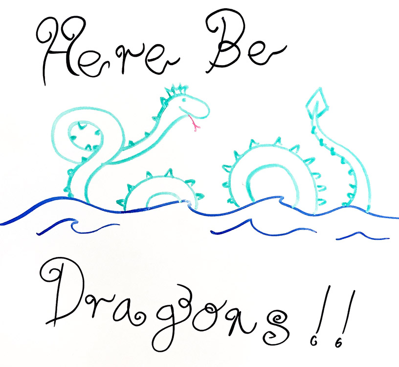 Drawing of Here be dragons