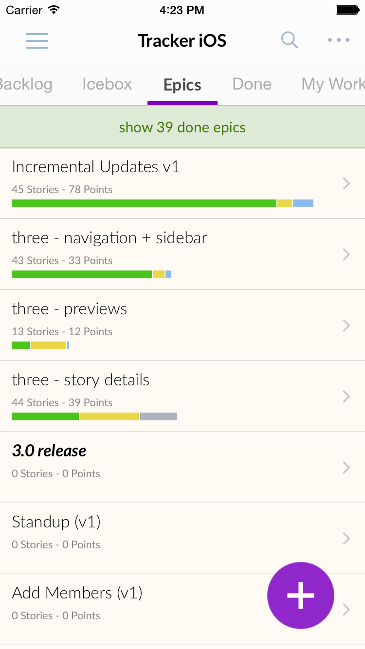 Prioritizing your epics in the Pivotal Tracker iOS app