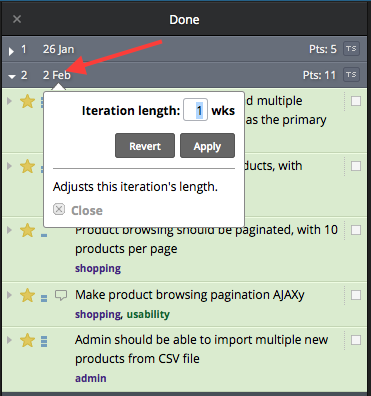 Changing iteration length in Pivotal Tracker