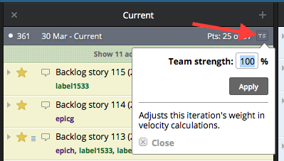 The Team Strength setting in Pivotal Tracker