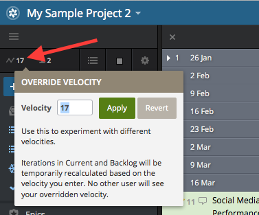 Overriding velocity in Pivotal Tracker