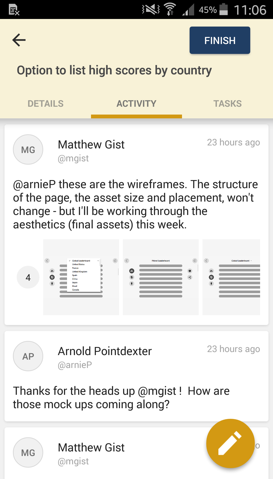Story activity in the Pivotal Tracker Android app