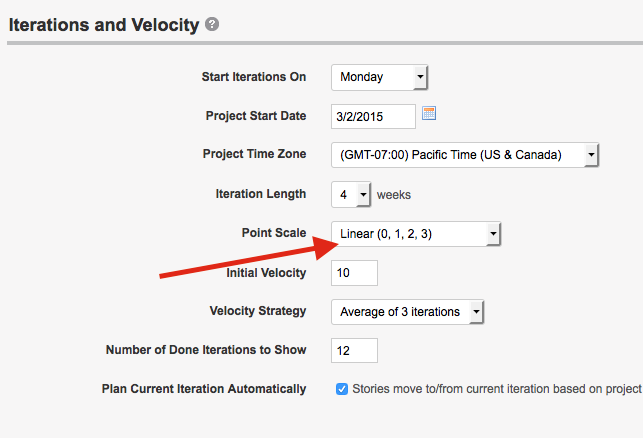 Setting iterations and velocity in Pivotal Tracker