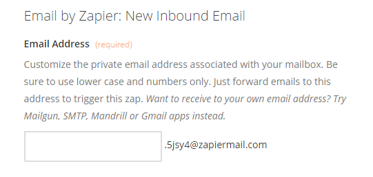 Create your inbound Zapiermail mailbox