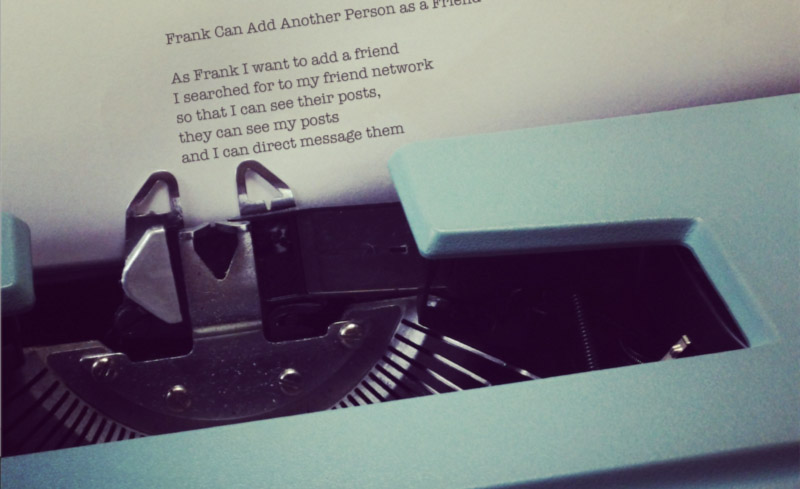 Writing a user story on a typewriter