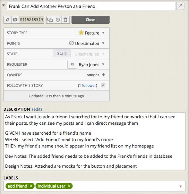Writing A Story Template from www.pivotaltracker.com