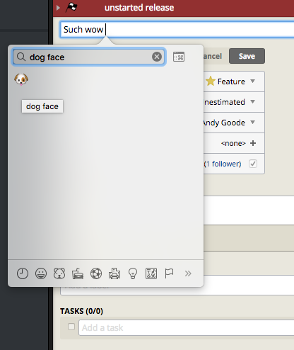 Using emoji in Pivotal Tracker.