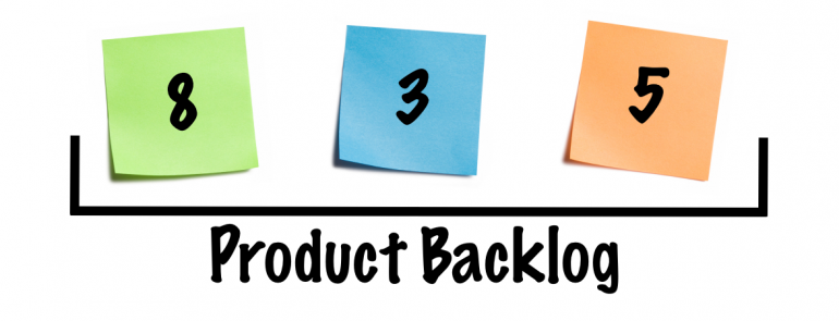 Product backlog with three stories with different estimates.