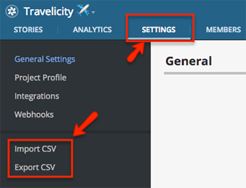 Tracker has Import CSV and Export CSV options.
