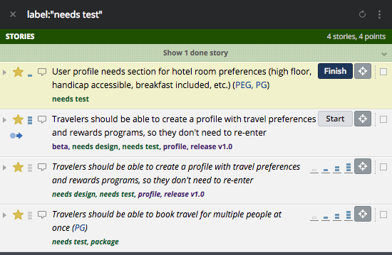 Using labels and epics in Pivotal Tracker