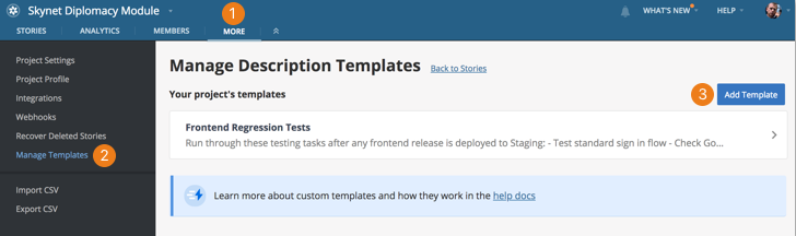 Pivotal Tracker custom story templates