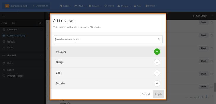 Using Reviews in Pivotal Tracker