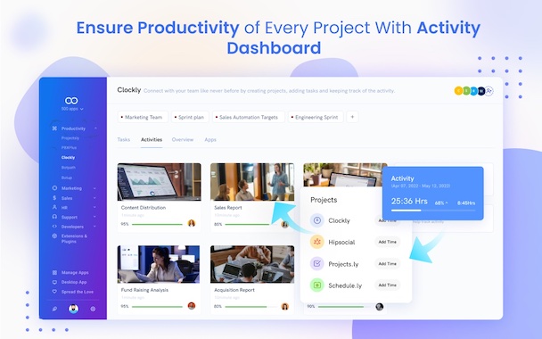 Ensure productivity of every project with activity dashboard
